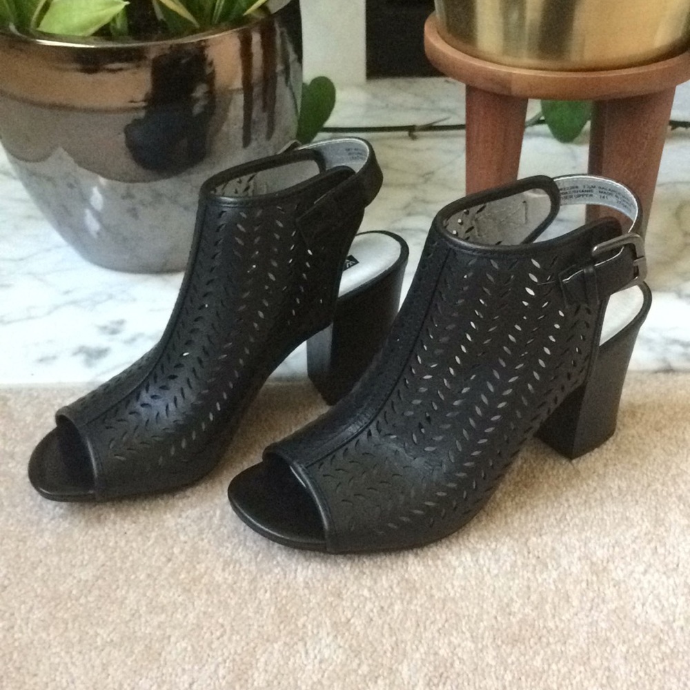 Black Peep Toe Ankle Boot